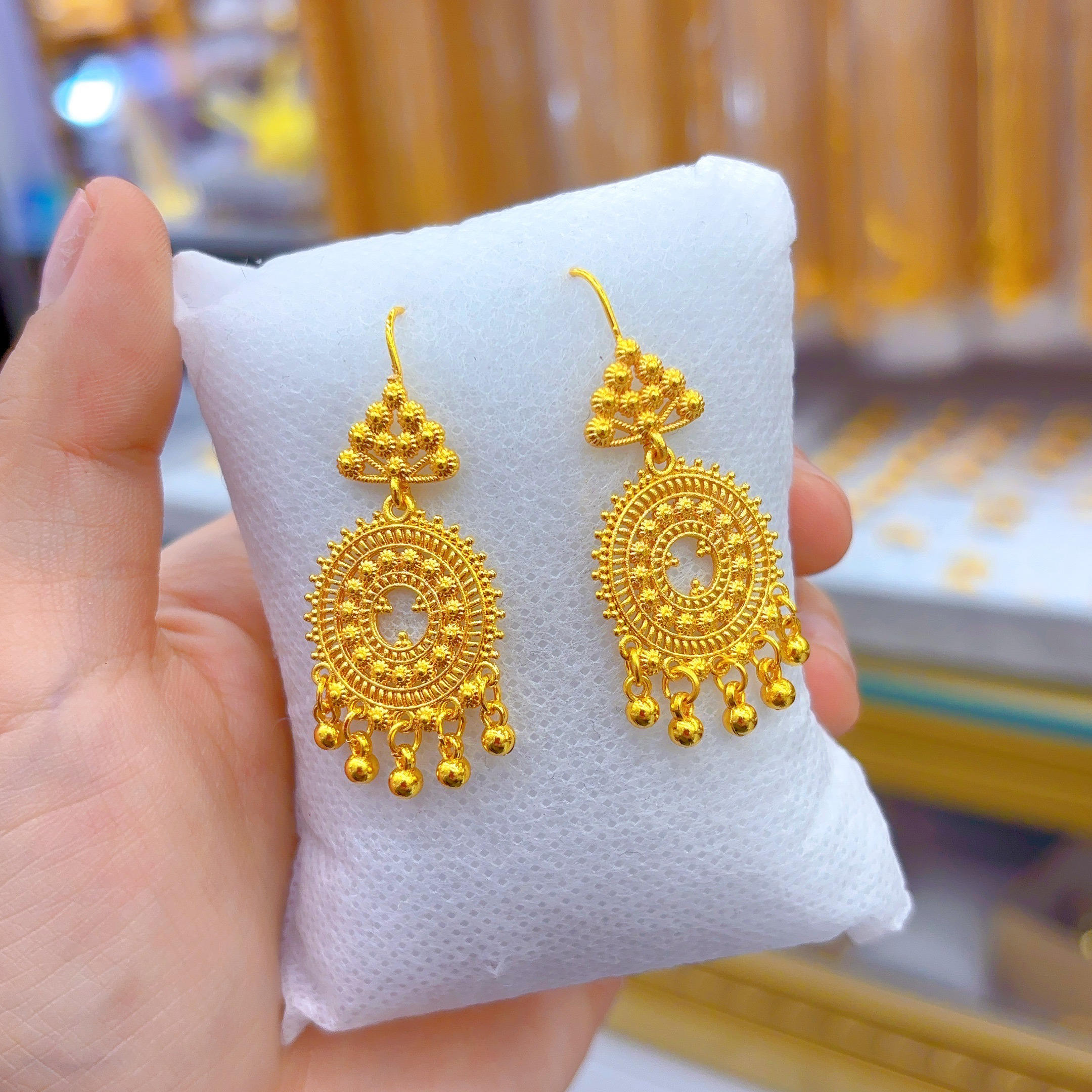 铜合金亚克力耳饰 512-30-1金色民族风新款耳环简约轻奢百搭女款