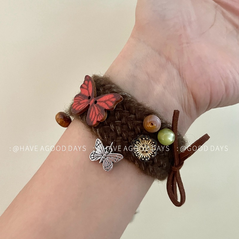 YH美拉德风重工编织纽扣多元素手链时尚可爱小众设计感复古个性配