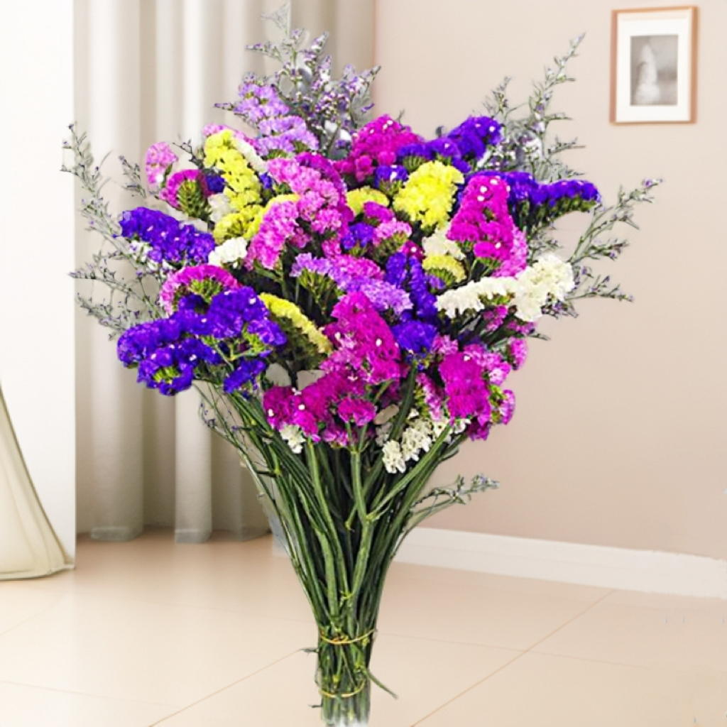 【花伴水】勿忘我半干花真花鲜艳客厅摆件无需加水