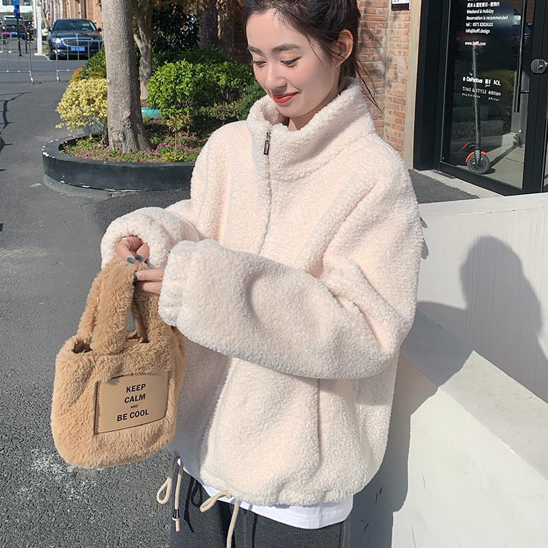 毛毛外套女秋冬2025新款宽松休闲加绒加厚短款羊羔绒短款毛毛马甲