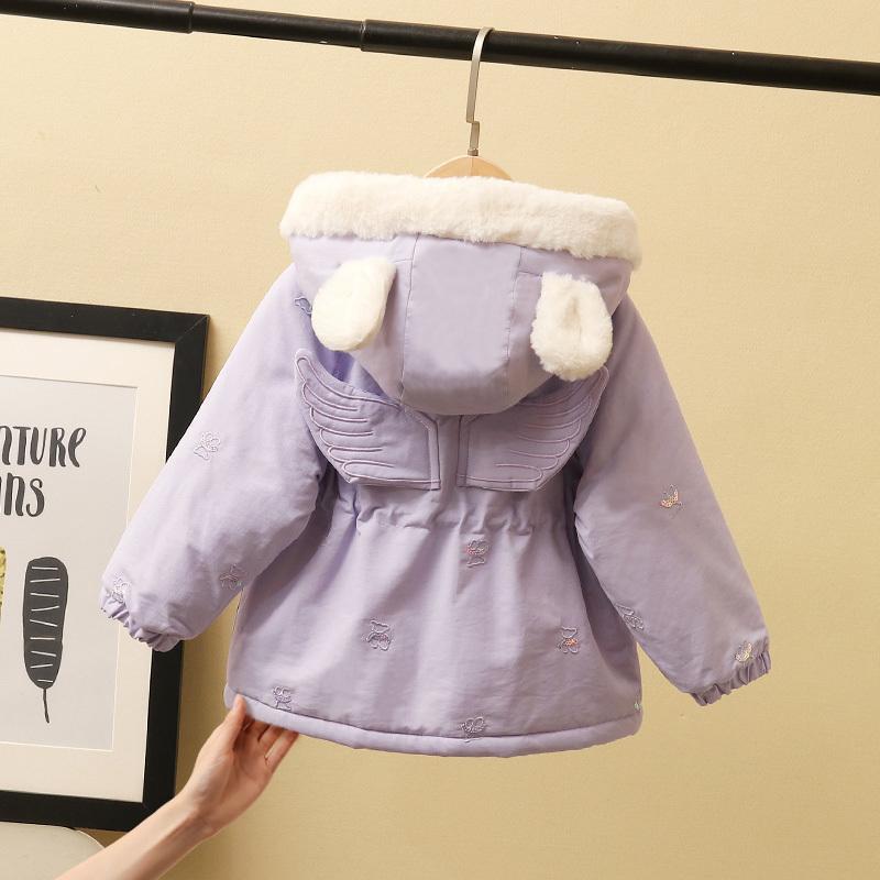 女童春装派克棉服洋气儿童仿兔毛夹棉外套2025新款女宝宝高档棉袄