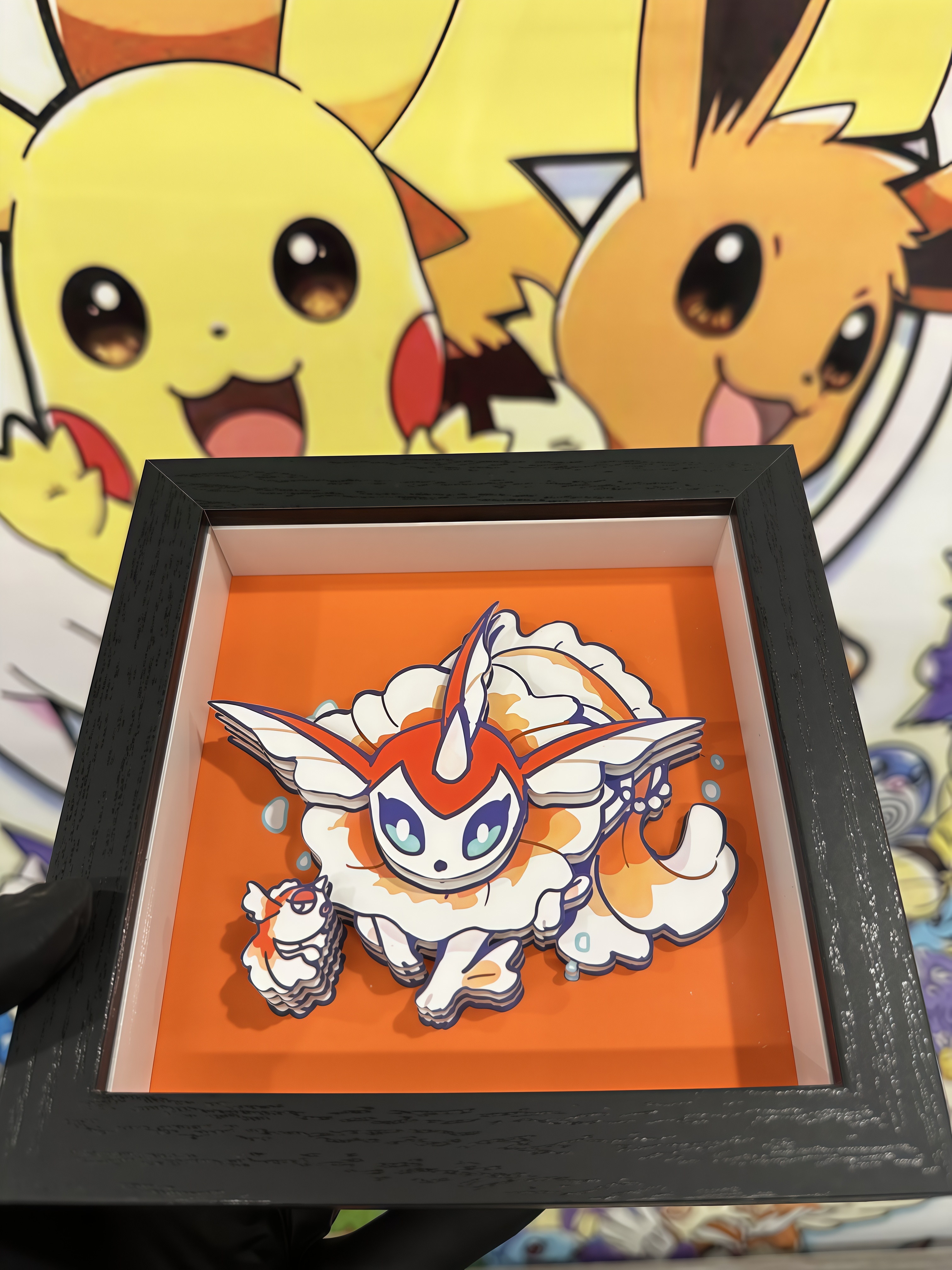 宝可梦伊布版角金鱼手工3D立体装饰画