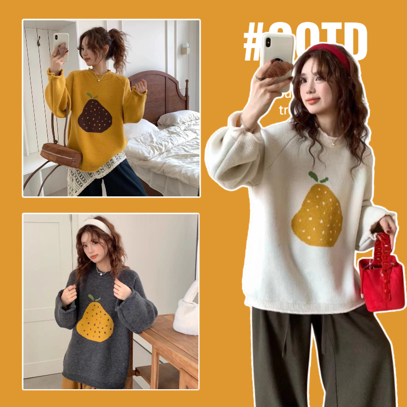 2025新款秋冬加厚外穿提花套头孕妇毛衣长袖宽松显瘦休闲百搭上衣