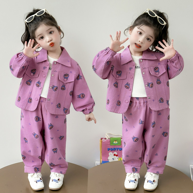 女童套装2025新款春秋款儿童洋气时髦小女孩休闲外套裤子两件套潮