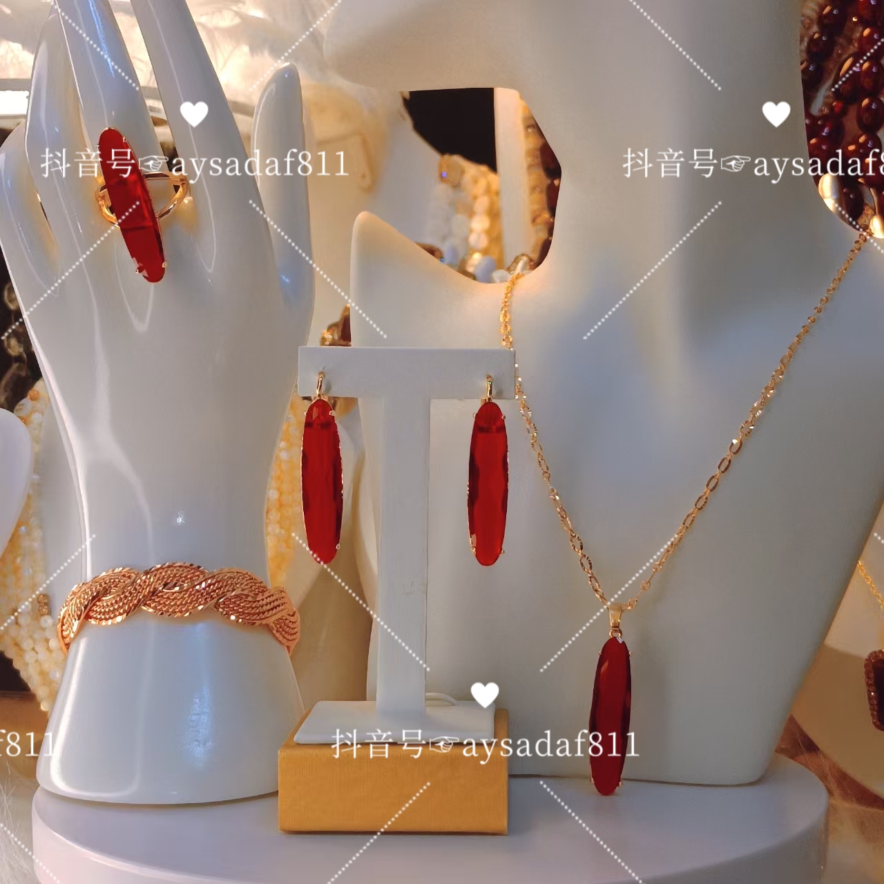 铜合金锆石吊坠 简约百搭小众俄罗斯585紫金色项链耳环戒指手镯