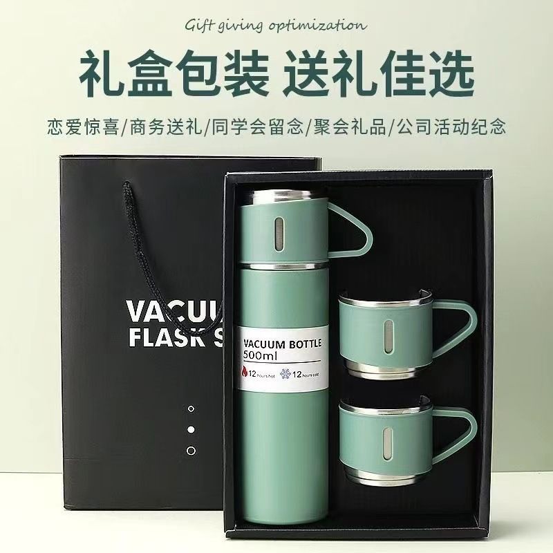 【店铺热销】304不锈钢新款大容量保温杯水杯保温三盖便携一杯商务