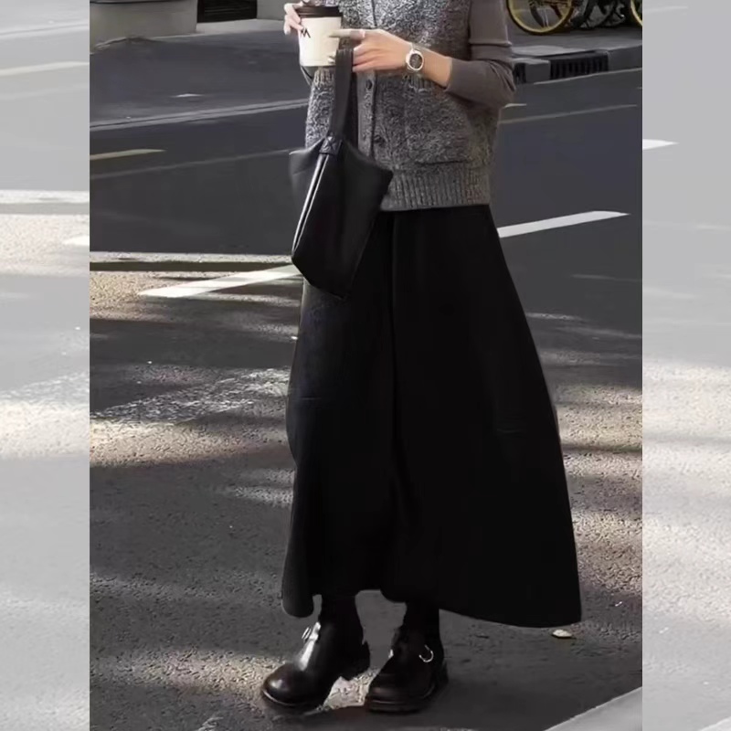 【毛呢花苞裙】-2025秋冬显瘦高腰宽松常规中长款ins韩版花苞裙