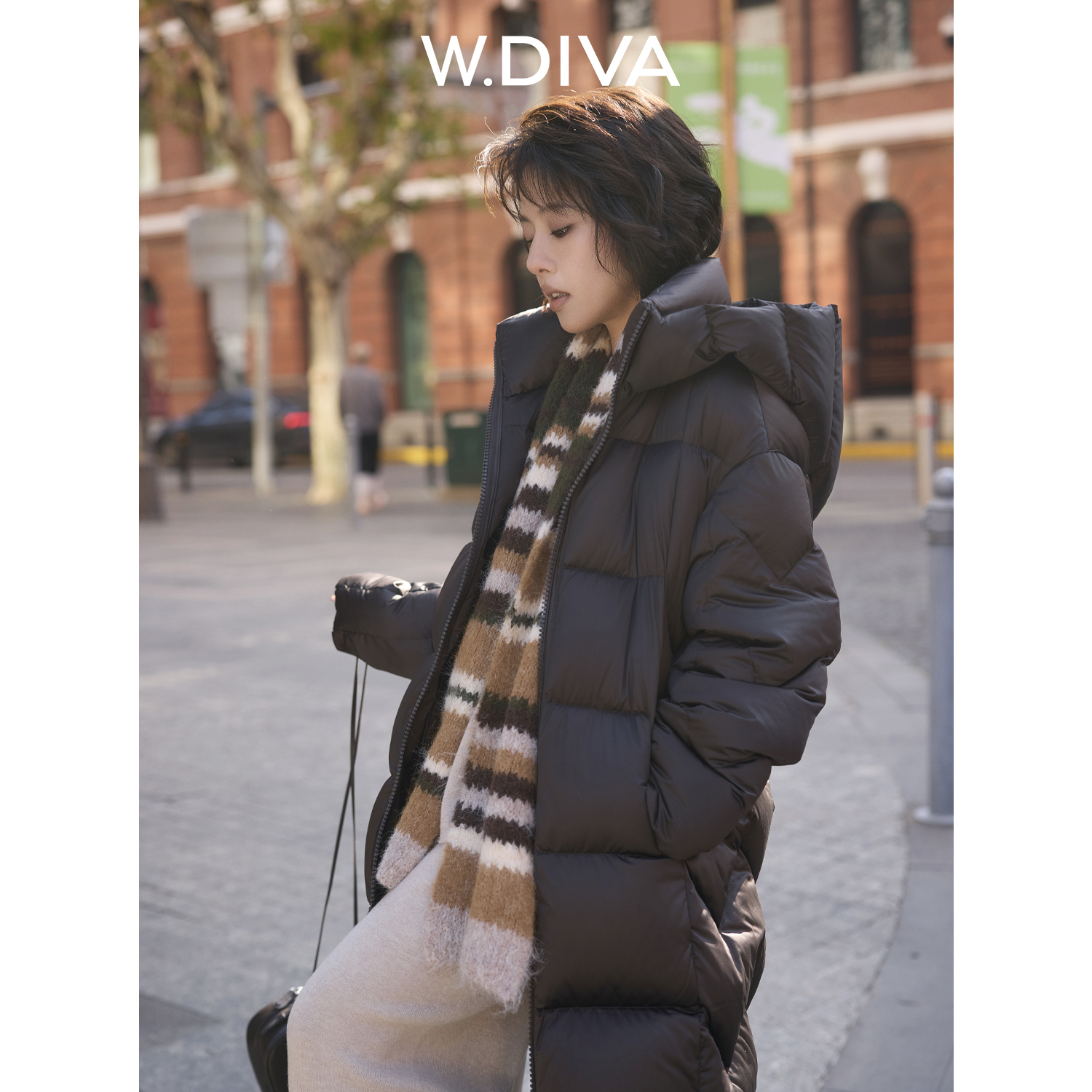 W.Diva【卷王羽绒】冬季零重力三星90白鹅绒连帽羽绒服54C093338