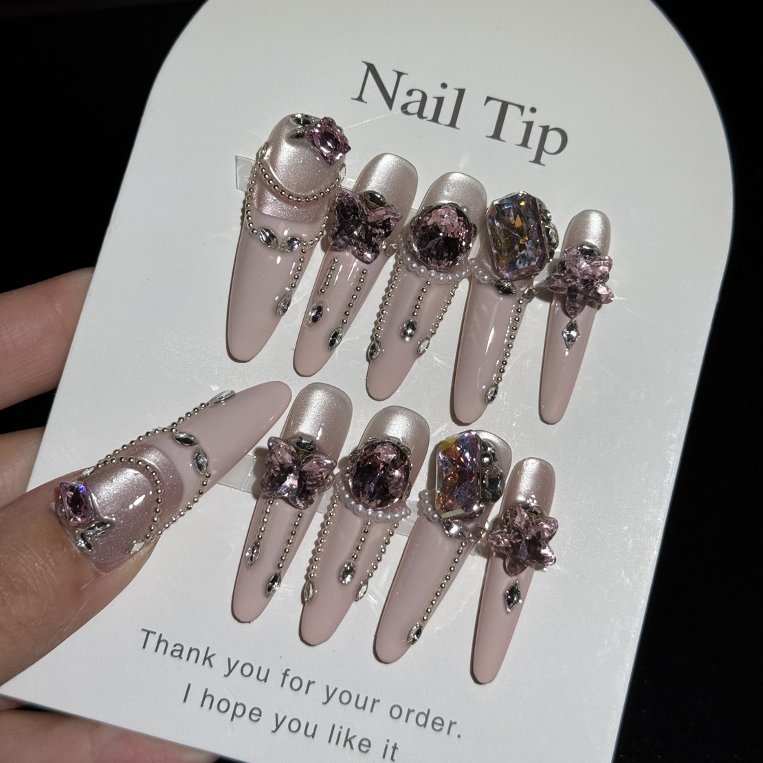 【秋秋手工穿戴甲】锆石款拍下备注编码