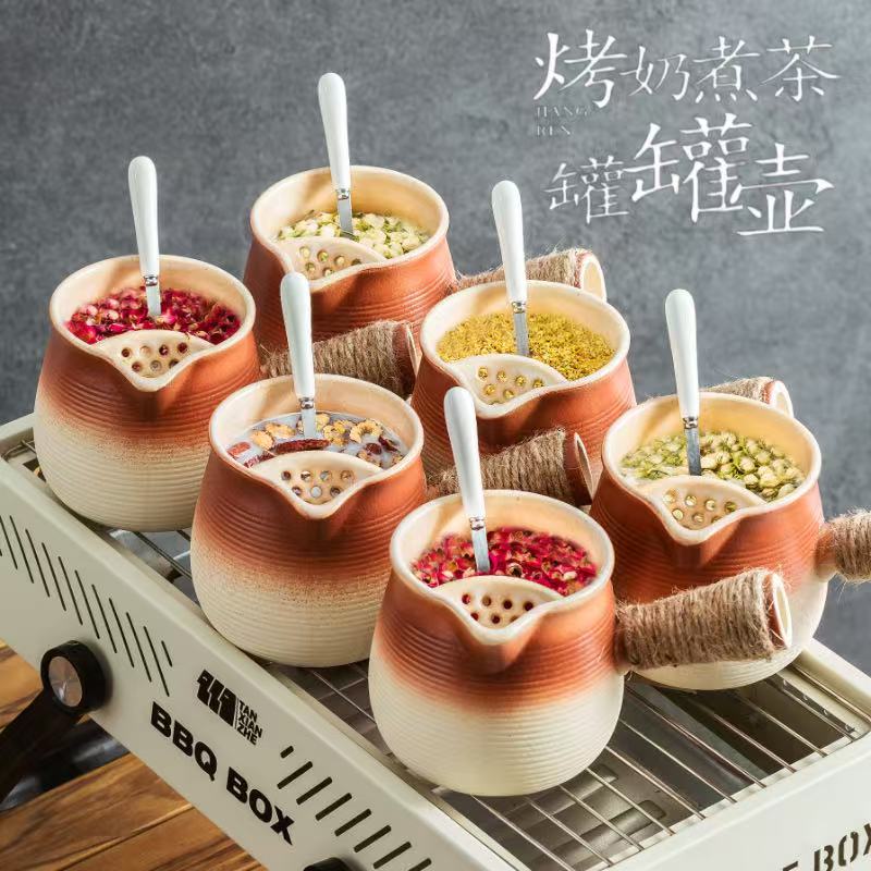 25年新款大容量罐罐壶围炉煮茶壶耐高温陶瓷罐奶茶壶可明火烤奶罐