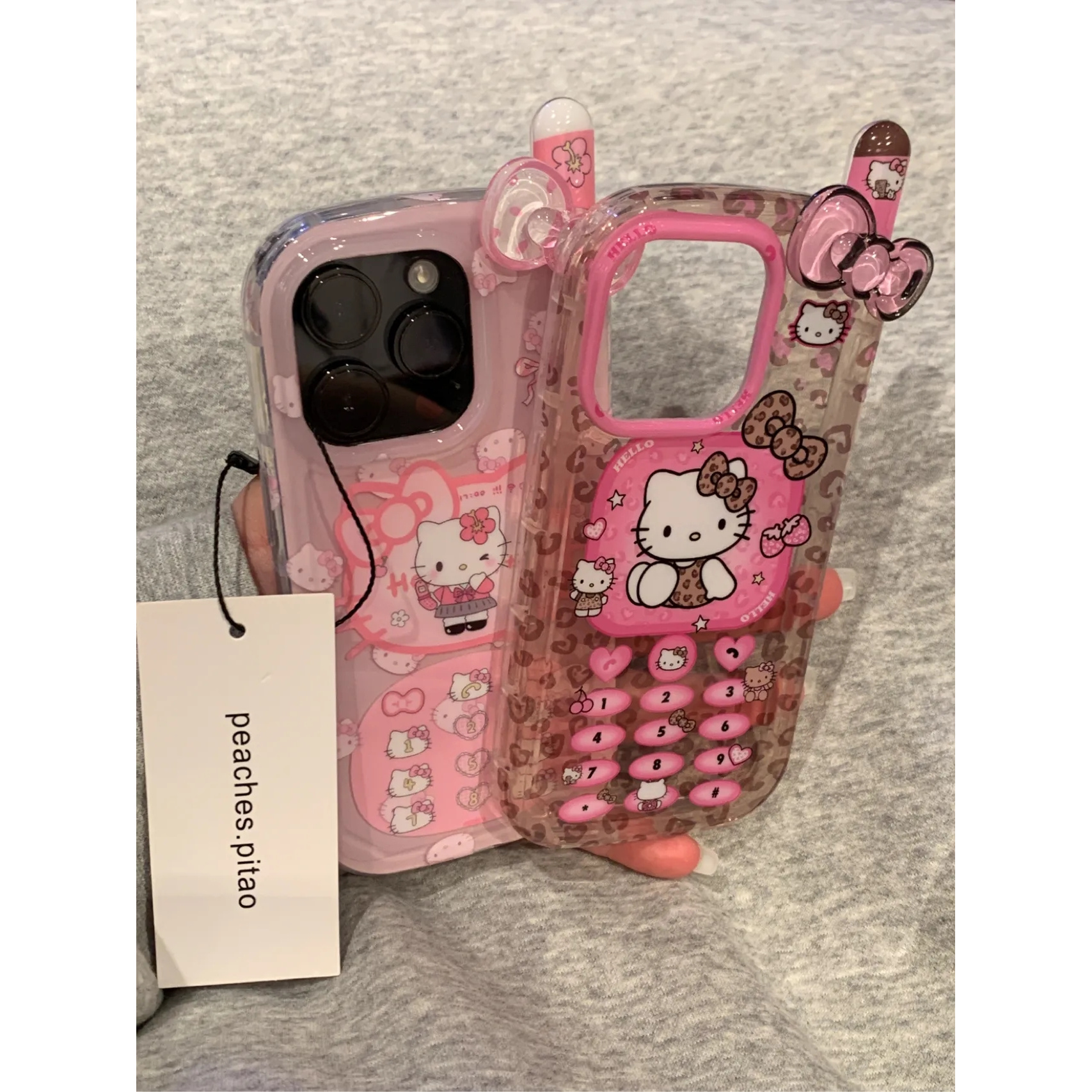 可爱卡通KT猫适用苹果14/15promax大哥大手机壳iPhone16日韩ins风