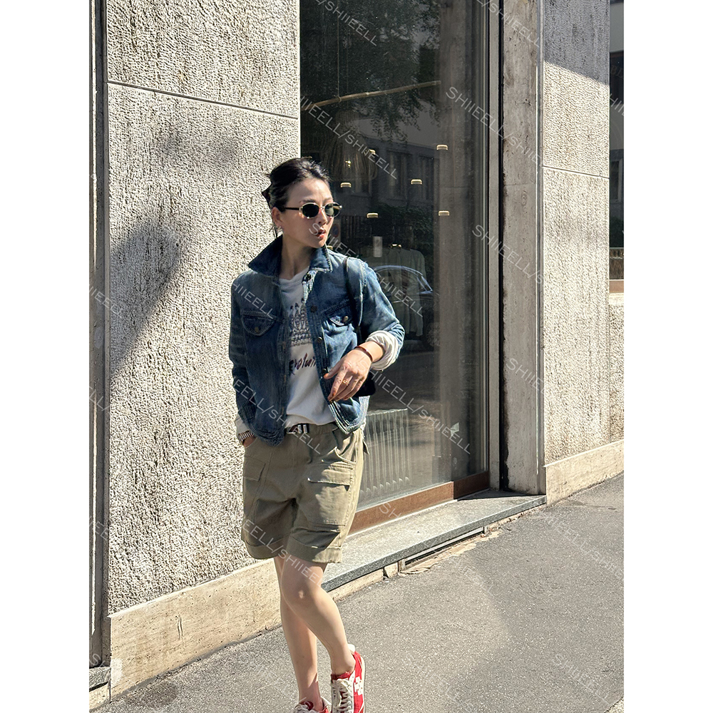 SHIIEELL【复古都市】美式极简风短款正肩洗水蓝牛仔外套ZS954
