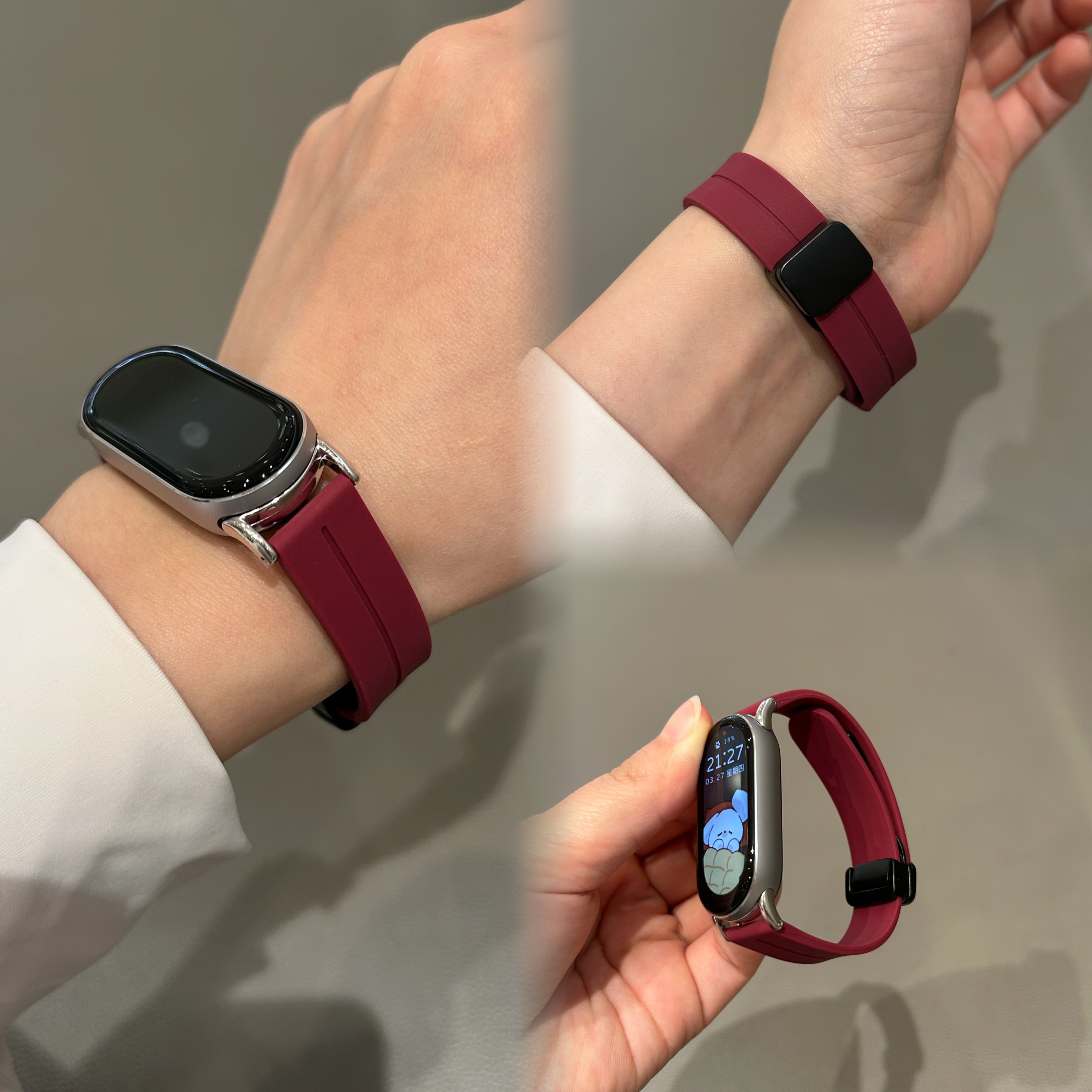 适用小米9/10手环表带硅胶磁吸夏天男生女生情侣小米手环8女款