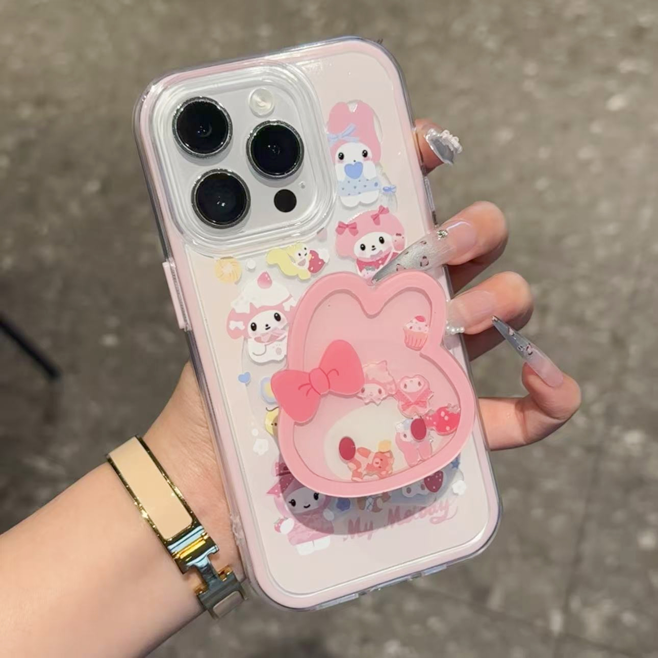 奥菲顿粉边美乐蒂支架适用苹果17透色16手机壳小米15vivo华为oppo