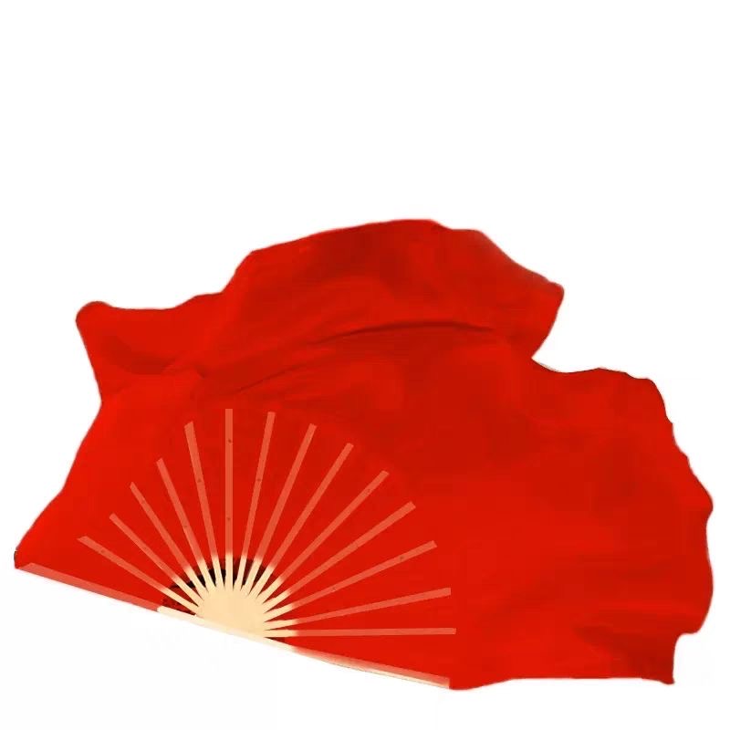 双面纯红演出中国红映山红舞蹈扇广场古典胶州秧歌扇