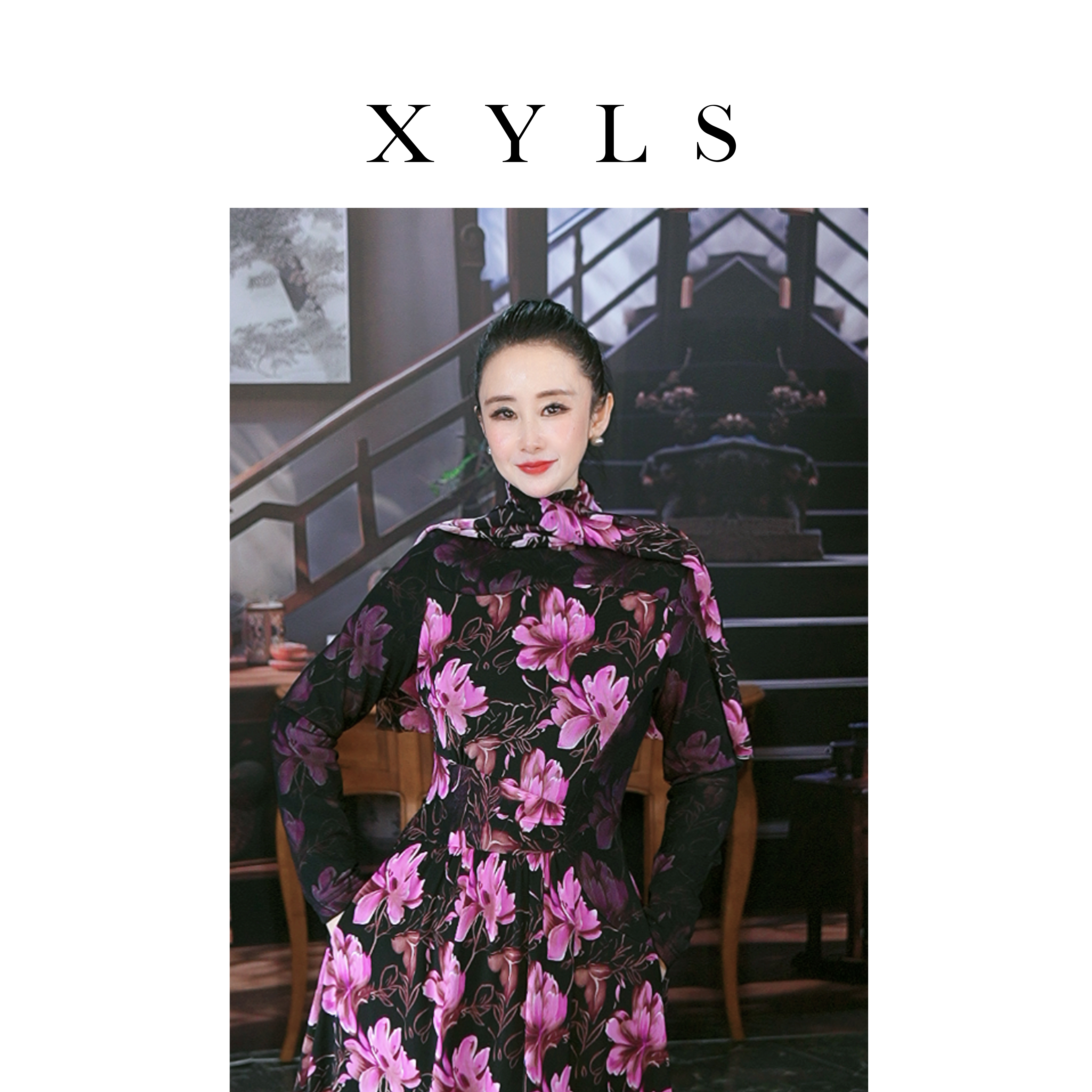 打底网纱加绒连衣裙秋冬复古T006239