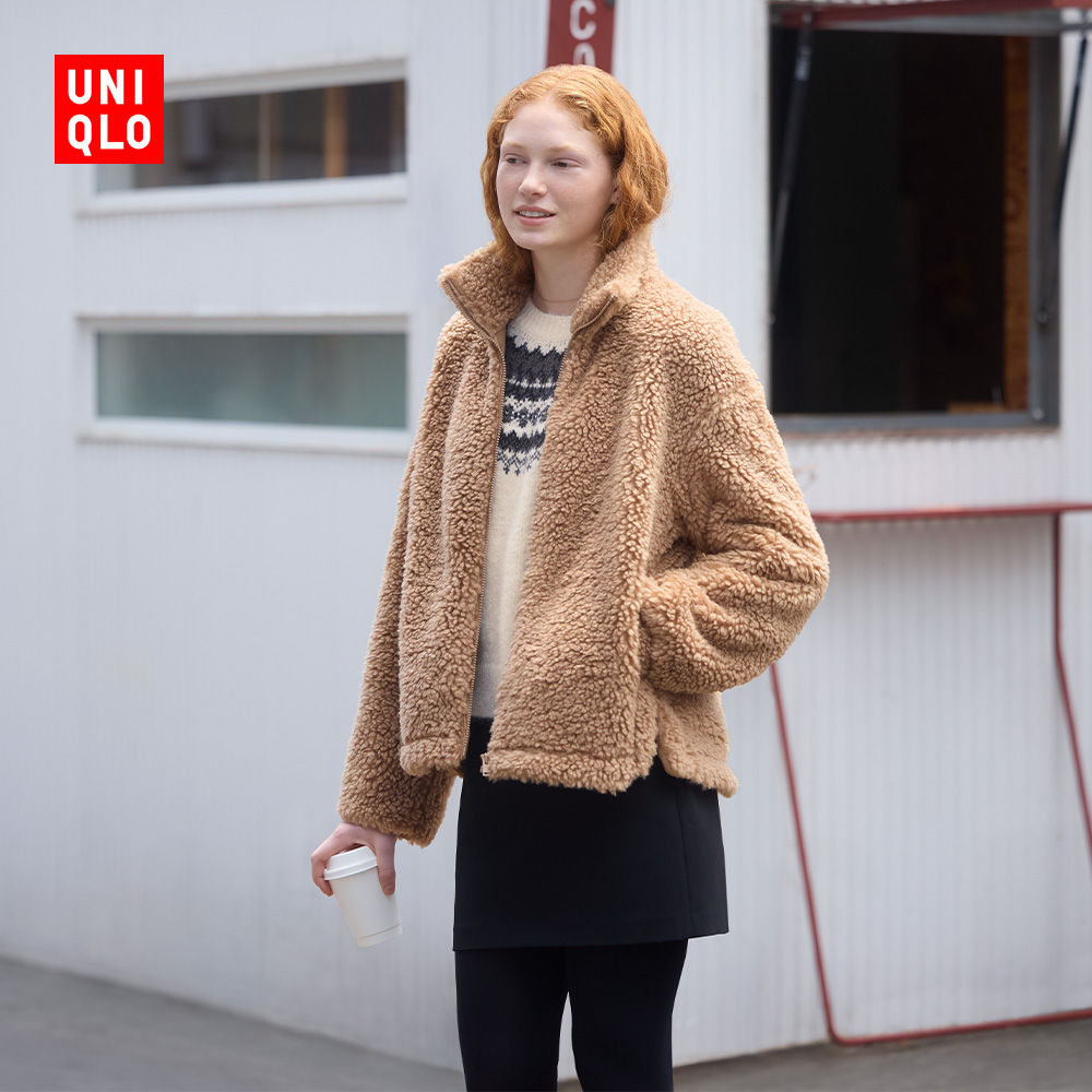 优衣库女装摇粒绒拉链茄克/长袖外套夹克480800