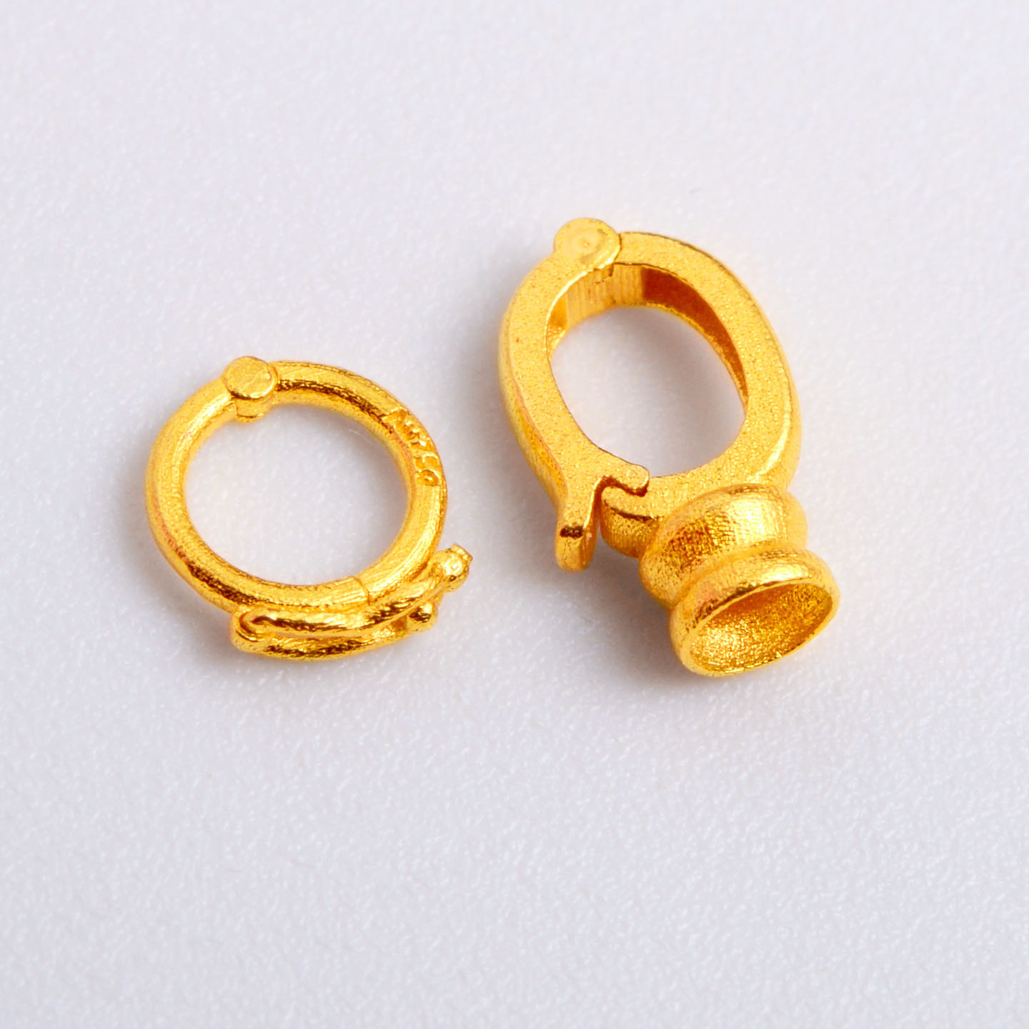 18k金扣头古法配件连接扣子拳头au750吊坠扣配件珍珠项链手链