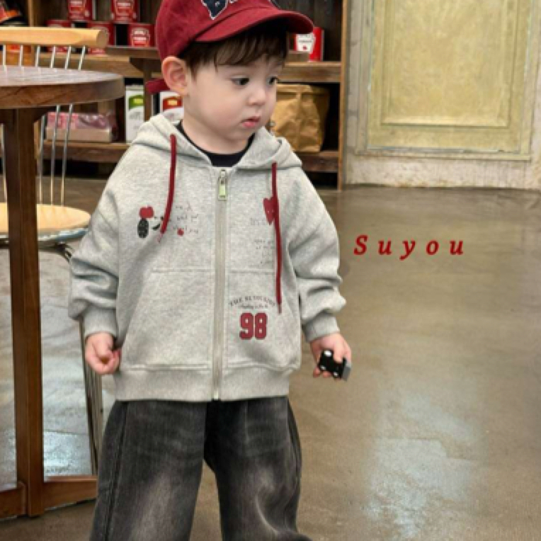 苏右秋款拉链常规卡通动漫休闲风普通外套男童秋装晕染山系