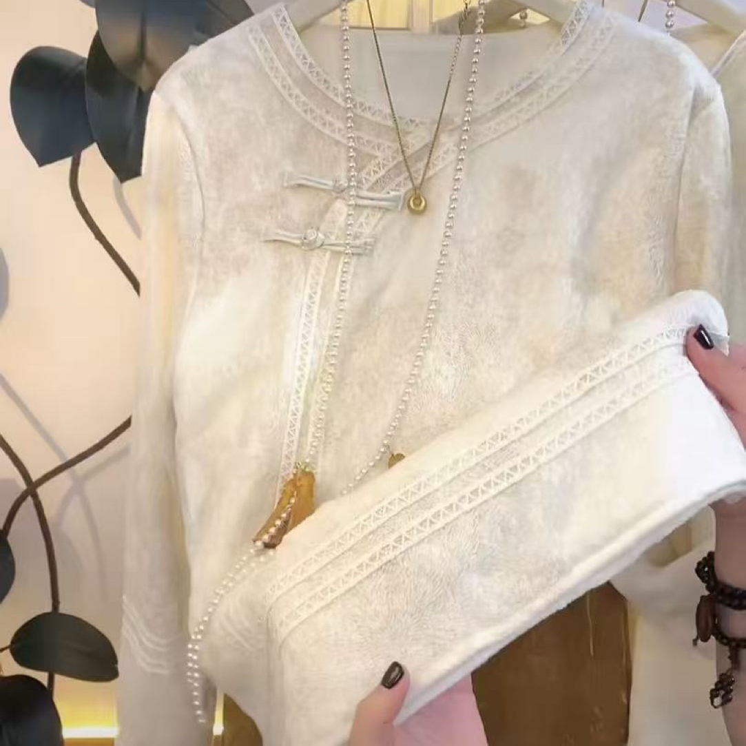 (全身加绒➕运费险)新中式蕾丝花边老钱风设计感气质显瘦上衣