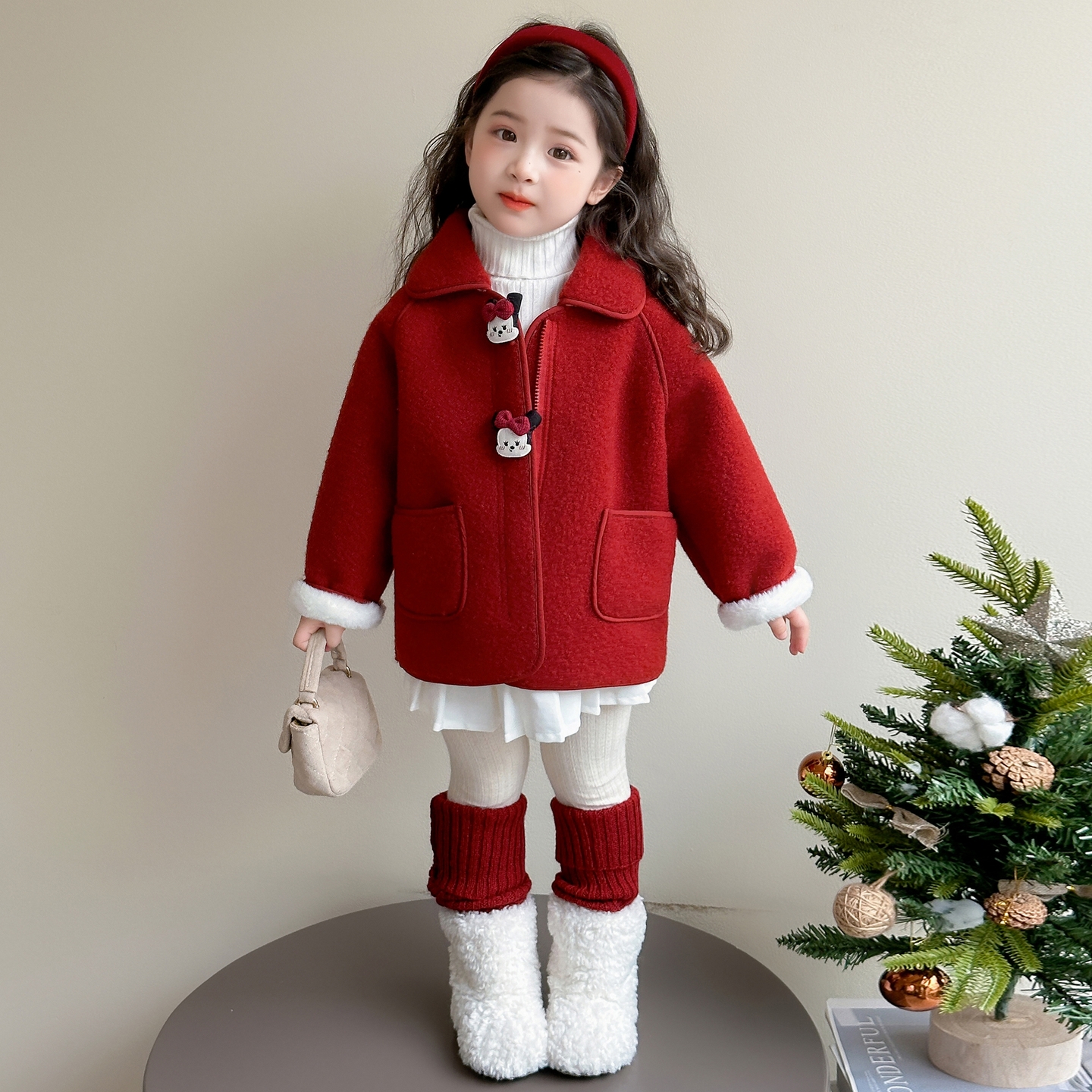 女童加绒外套秋冬2025新款洋气儿童冬季呢大衣女宝宝加厚毛呢冬装