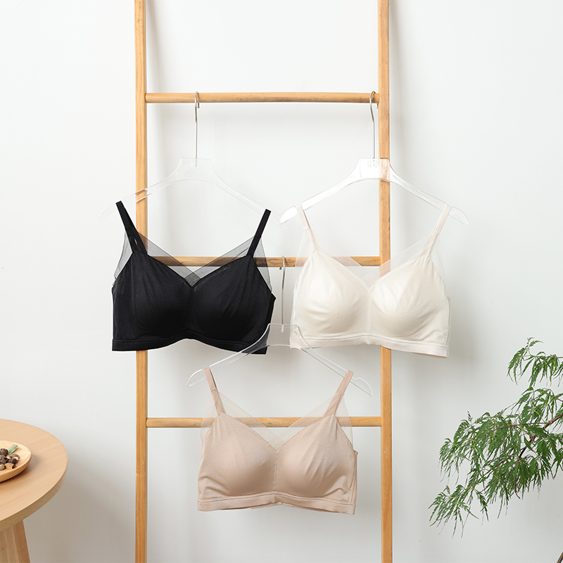文胸美背桑蚕丝莫代尔细肩带内衣无钢圈薄杯女上托防下垂FSY50539