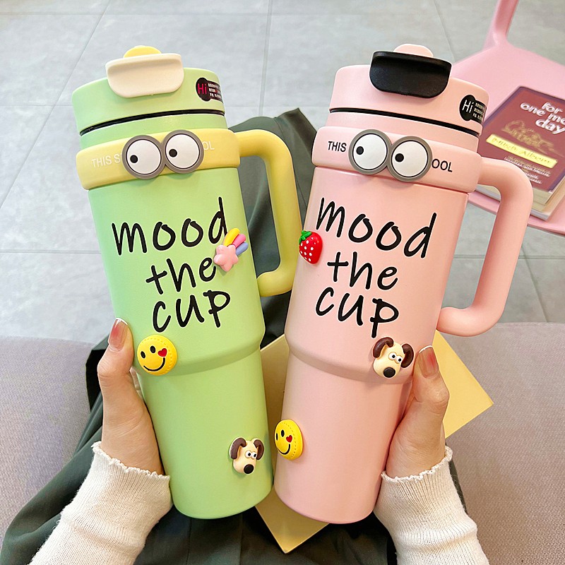 高颜值大容量冰霸杯可爱带吸管保温水杯子男女生办公室巨无霸水壶