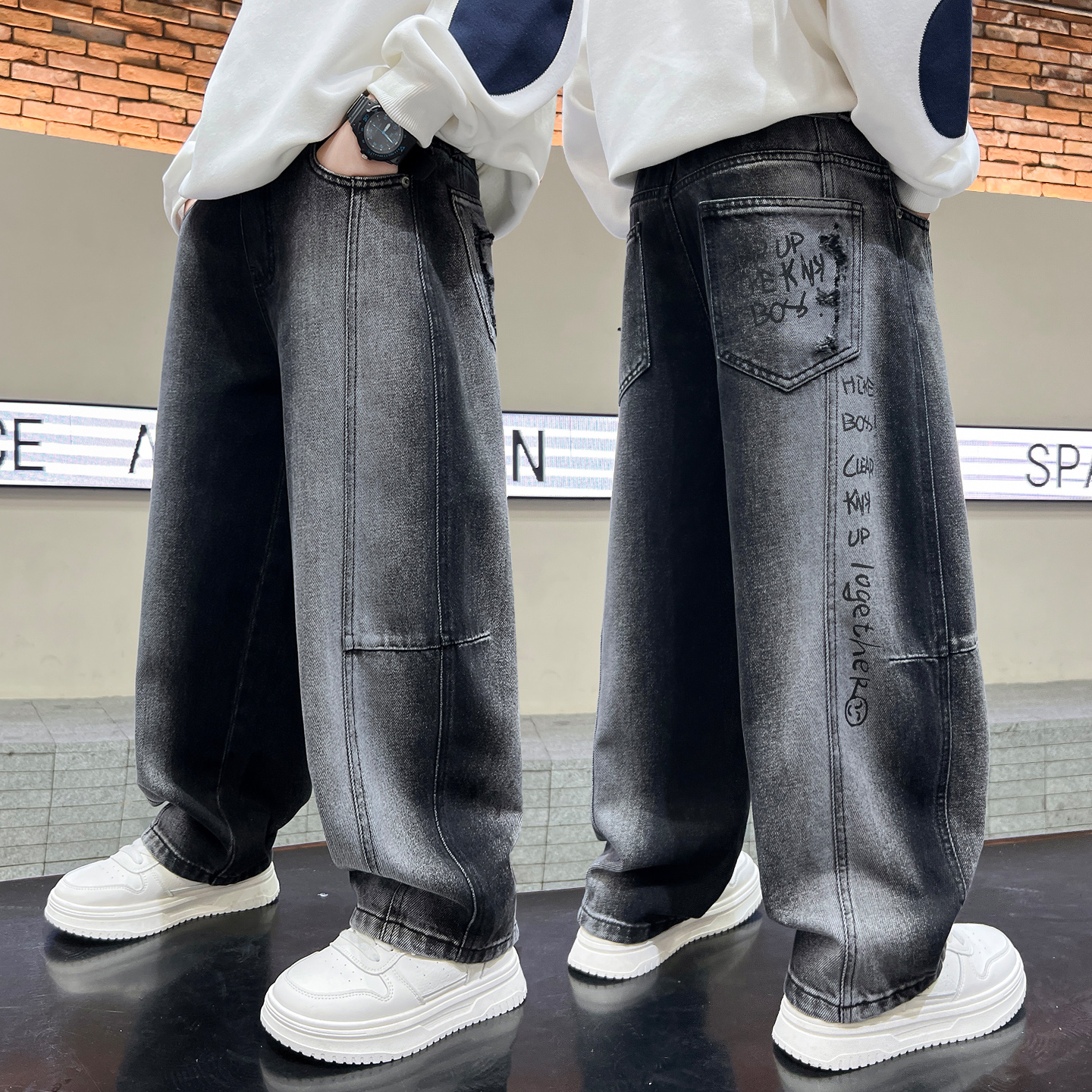 男童软牛仔裤春秋款2025新款儿童装韩版直筒宽松洋气炸街秋季裤子