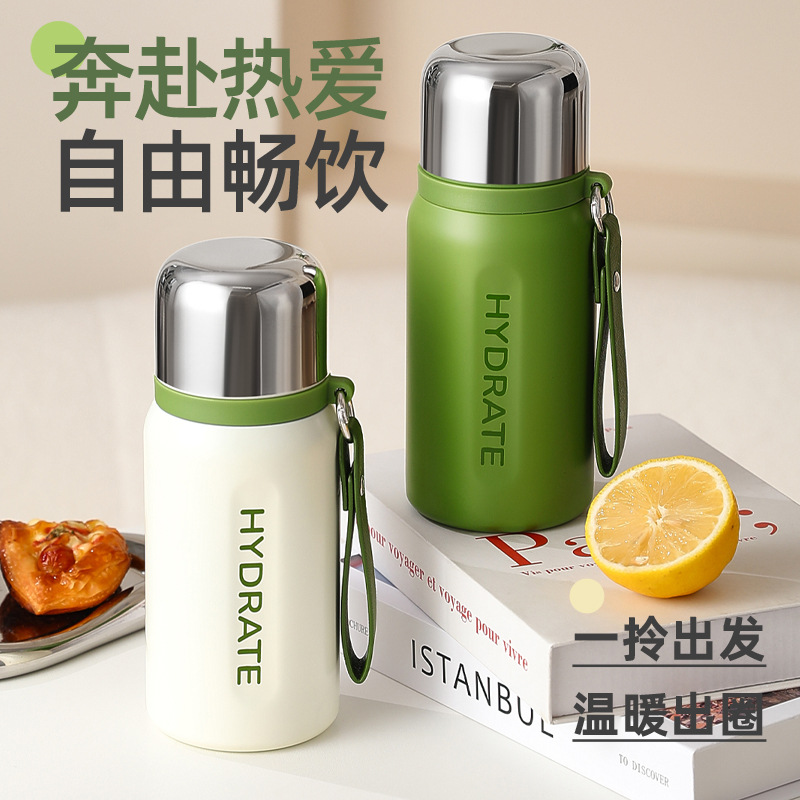 316不锈钢保温杯办公礼品杯大容量一盖双用吸管弹跳杯户外吊带壶