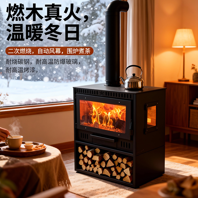 燃木真火家用壁炉柴火壁炉壁炉真火木柴家用木柴取暖柴火炉