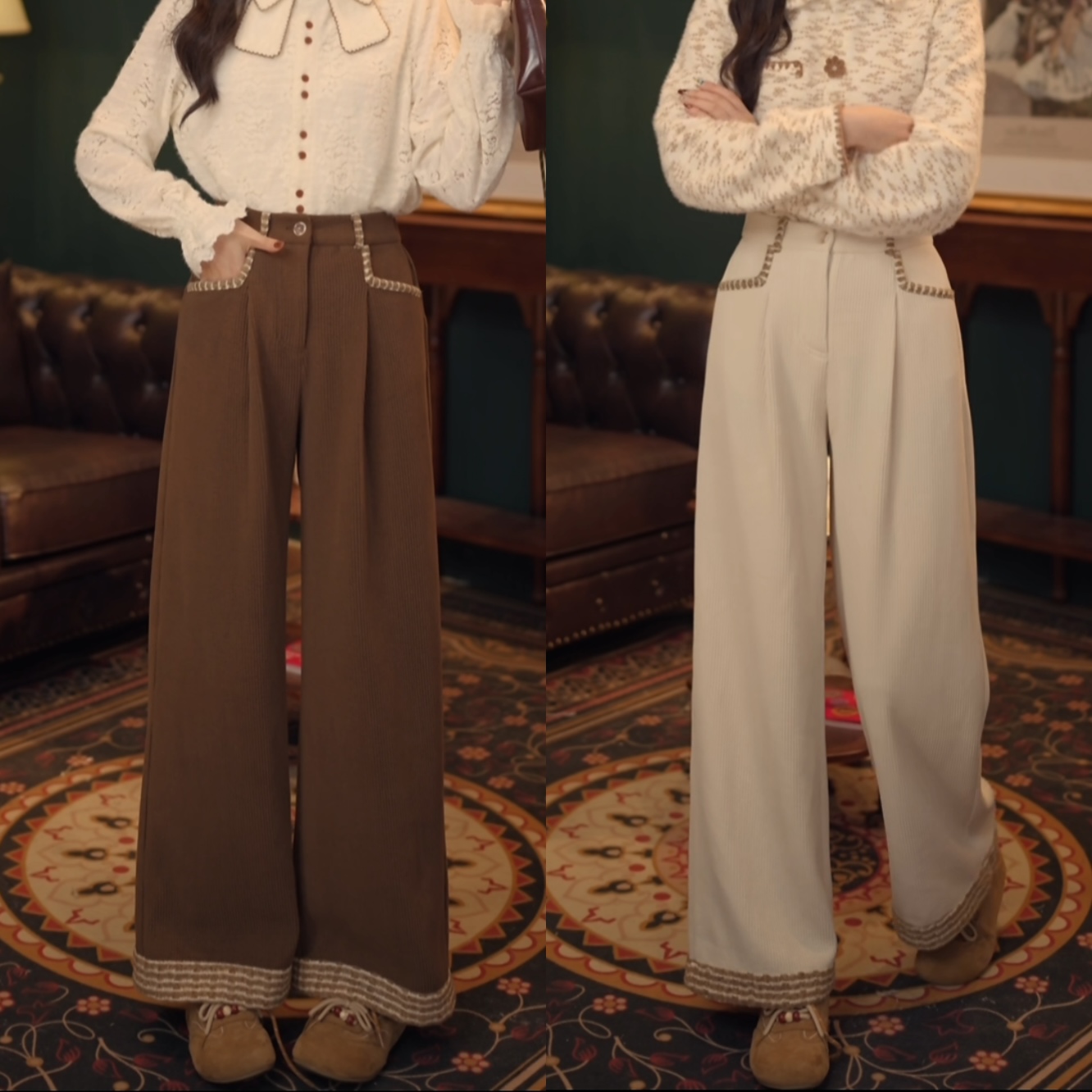 琦琦【伯爵夫人】纯色休闲裤女松紧腰百搭裤子 YE0708444