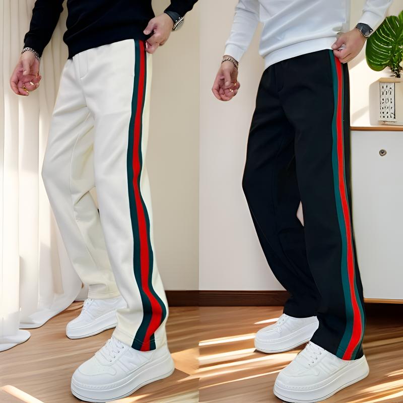 春秋季欧货潮牌百搭运动卫裤男款简约直筒休闲裤青年织带宽松长裤