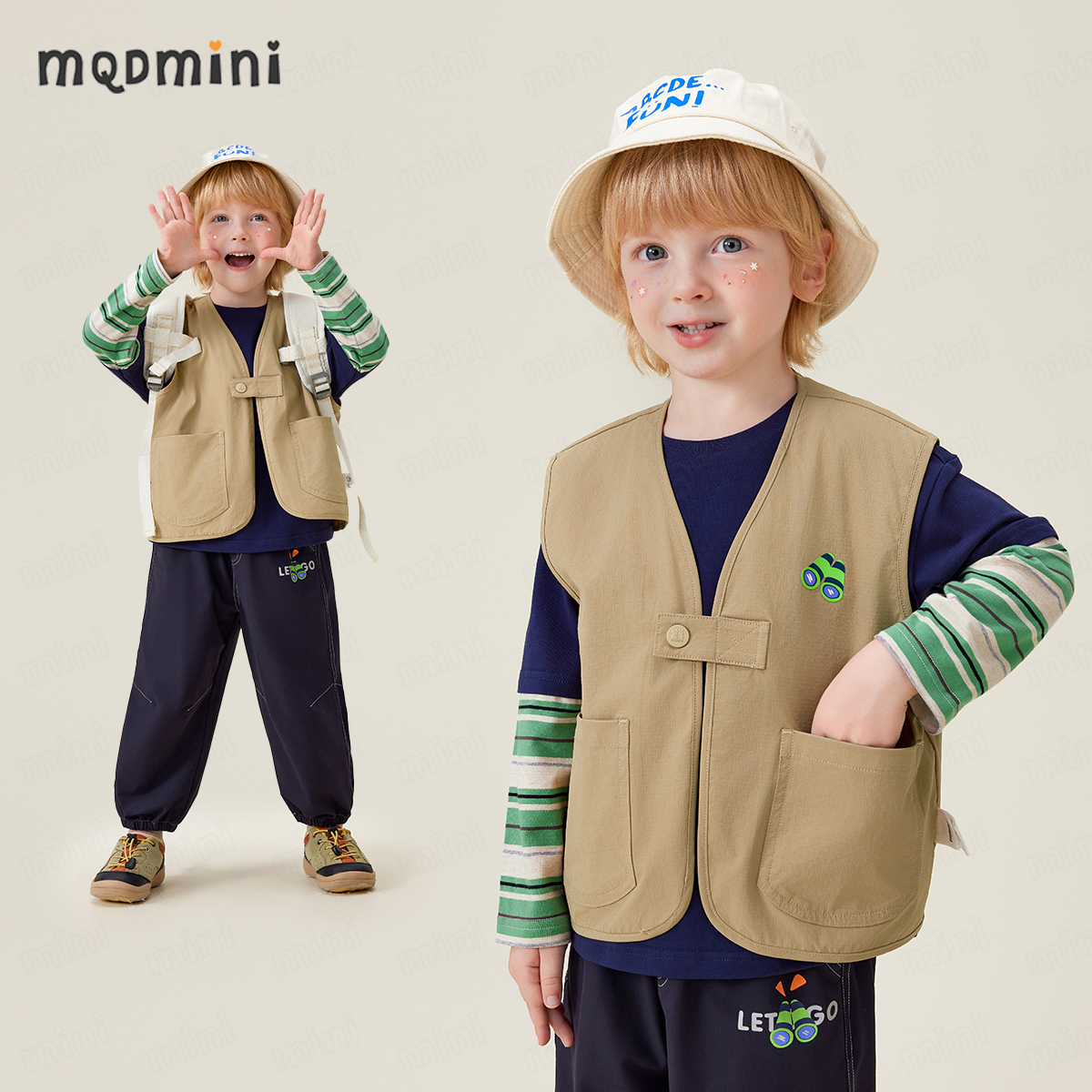 MQDMINI【耐穿耐磨】秋季新款男童马甲儿童休闲背心韩版上衣童装
