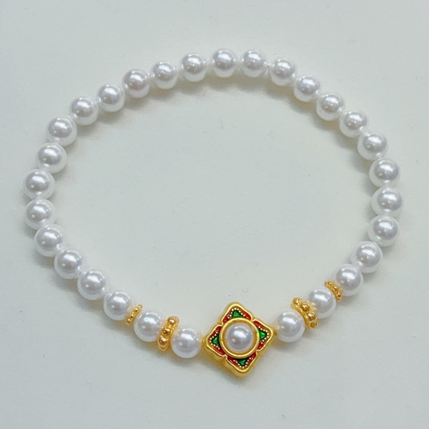 合金仿珍珠手链 施家深海贝珠珍珠手串叠戴百搭手饰古风送女友礼