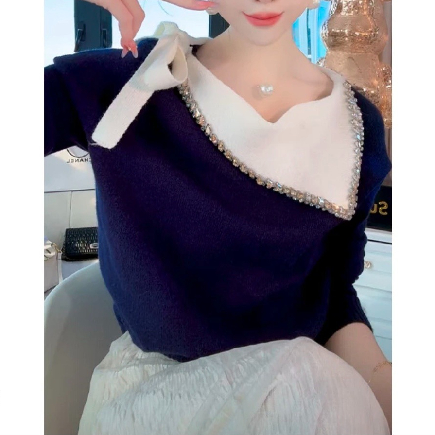 薇恩COCO轻奢毛衣时尚修身长袖针织衫套头上衣S5677