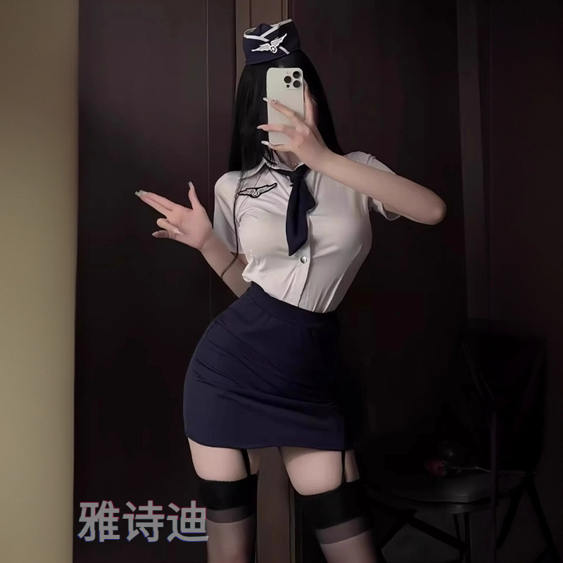 纯欲空姐制服cos御姐风女装性感套装秘书装情侣趣味大码服装战袍