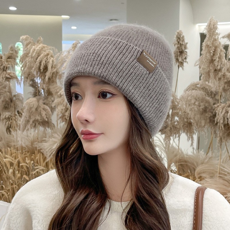 冷帽高颜值月子帽大头围堆堆帽女秋冬显脸小包头防风保暖针织帽子