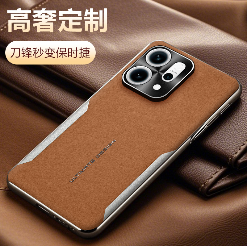 适用OPPOReno14手机壳Reno14Pro网红男女新款CD纹金属镜头框防摔