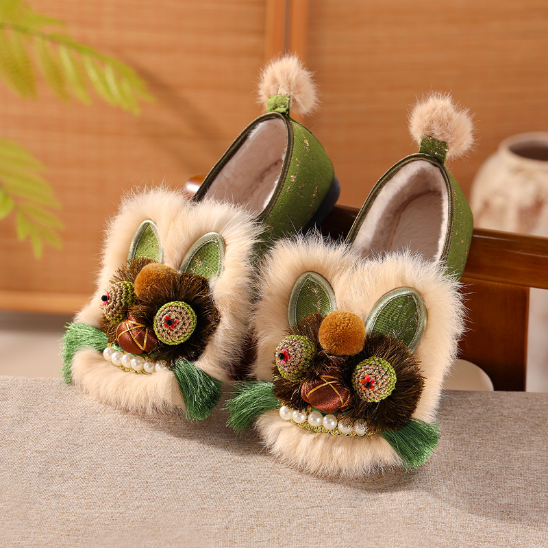 冬季新款棉鞋手工虎头鞋女成人新中式墨绿正宗老北京布鞋包跟加绒