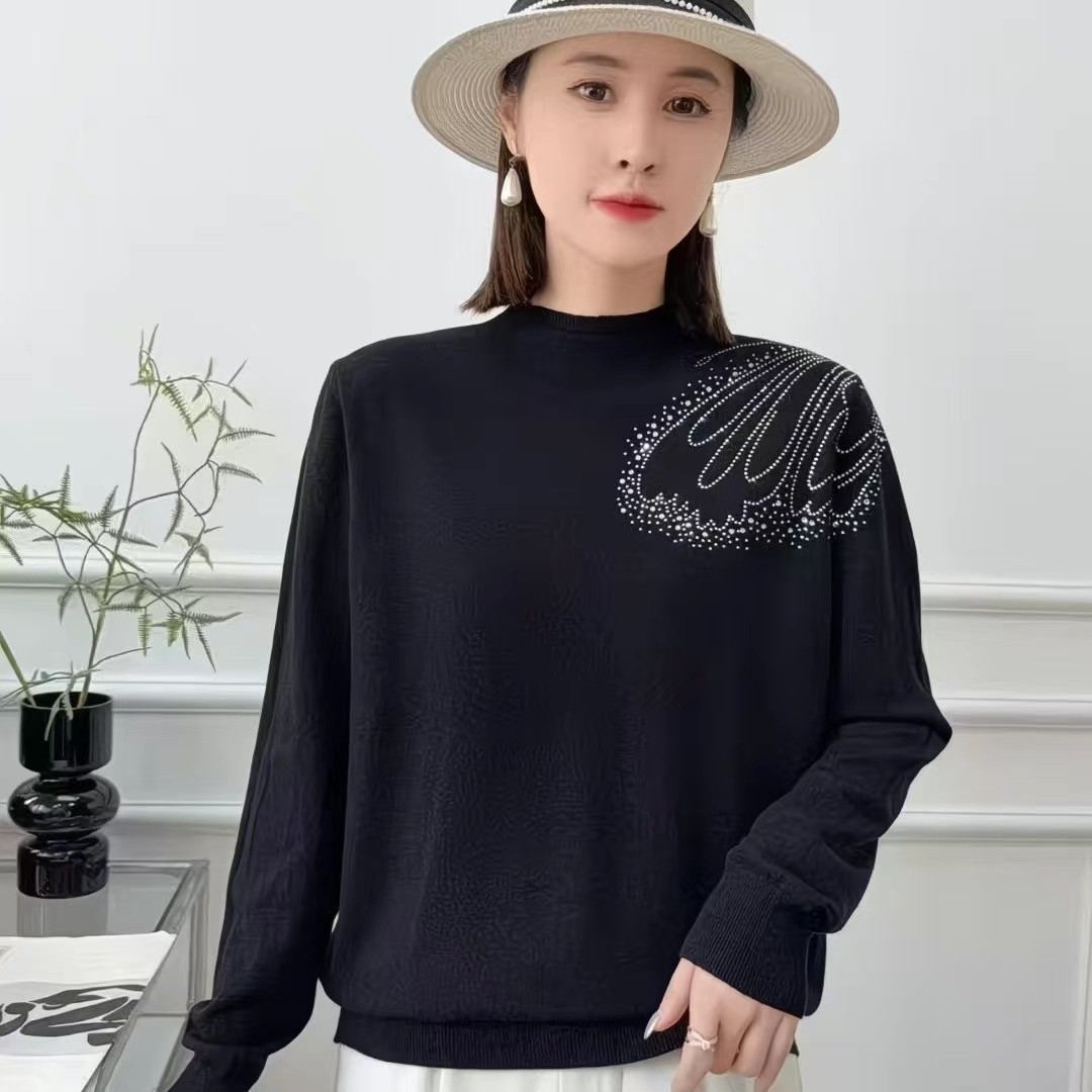 央气时尚大码女装2025秋冬新款毛衣针织衫中年妈妈装短款内搭打底