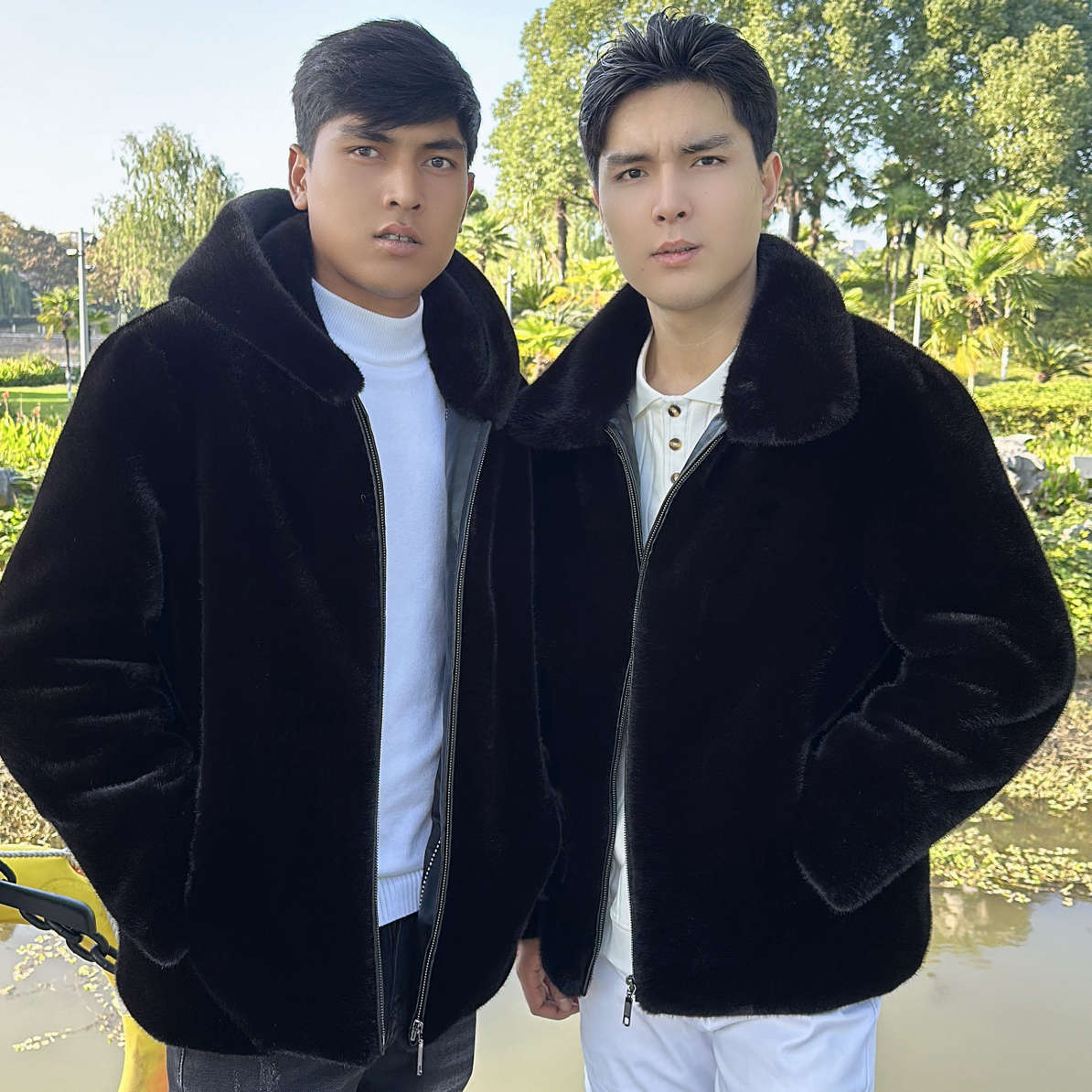 爆款清货】时尚轻奢冬海宁男士貂绒外套休闲冬季连110帽男款男