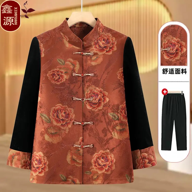 中老年人女装秋季外套洋气中式妈妈秋冬国风唐装老人衣服奶奶上衣