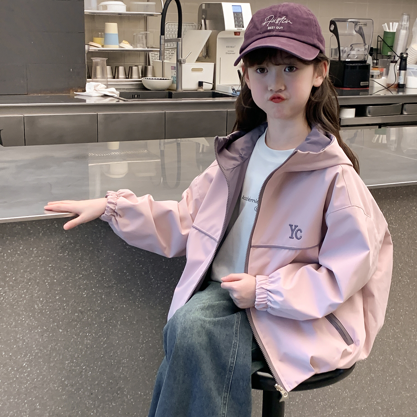 女童秋装夹克外套2025新款洋气儿童春秋季连帽冲锋衣大童韩版上衣