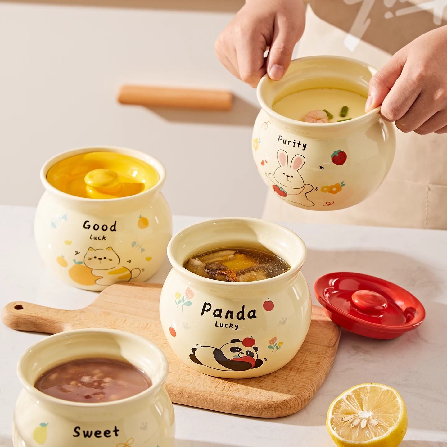 景德镇炖盅陶瓷隔水炖一人食蒸蛋炖罐带盖汤罐蒸碗炖蛊沙县陶瓷CG