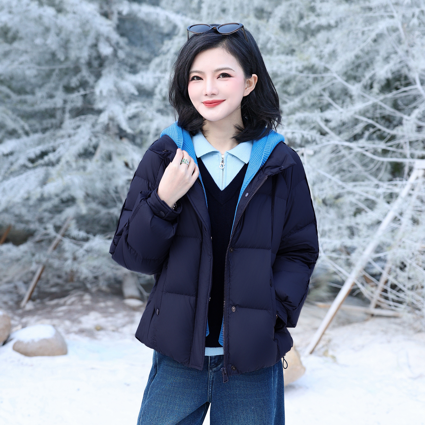 【可拆卸针织帽羽绒服】枫竺阿楠anan90白鸭绒冬季百搭保暖羽绒外套