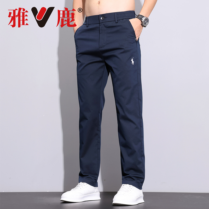 雅鹿男装秋季新款轻商务直筒休闲裤男士修身显瘦弹力舒适百搭长裤