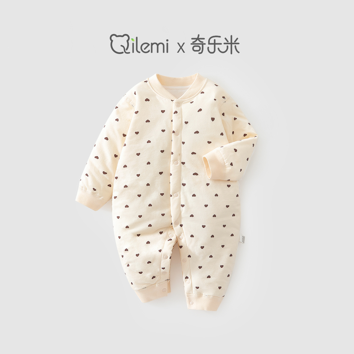 婴儿秋冬薄棉夹棉连体衣新生儿无骨衣服保暖棉服纯棉宝宝爬服睡衣