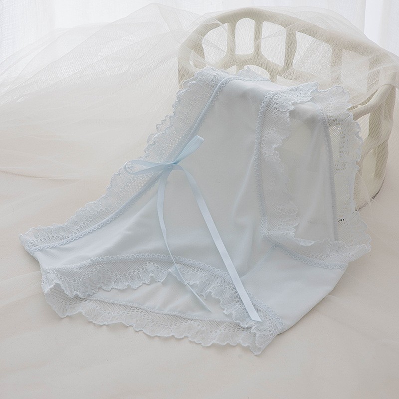 BAOSHIYI宝仕伊 日系花瓣蕾丝速干网纱纯欲三角内裤女士舒适薄款