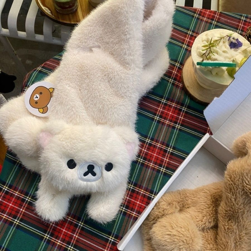 可爱轻松熊秋冬季时尚围巾学生情侣礼物毛绒保暖加厚围脖