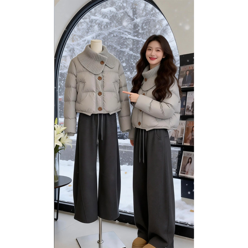 霖优【左岸枫栗】翻领棉服外套女夹棉冬装加厚短款独特好看棉衣棉袄